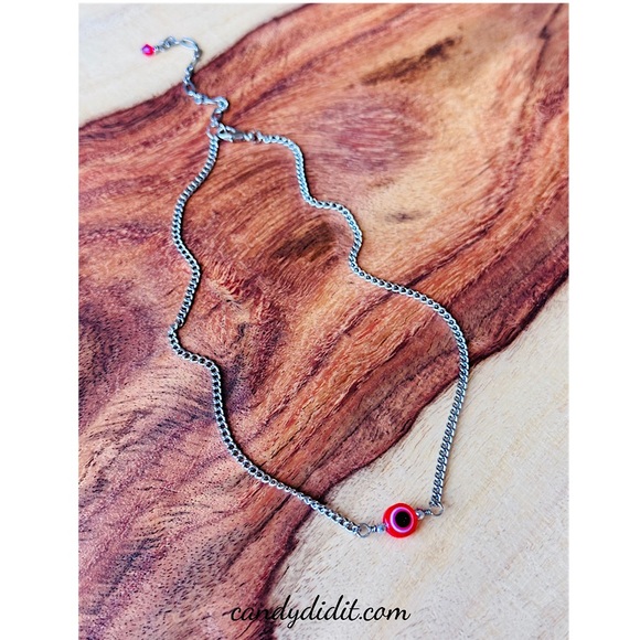 NWT Handmade Candy Did It! Red Double Sided Eye Of Protection Necklace - Picture 2 of 4